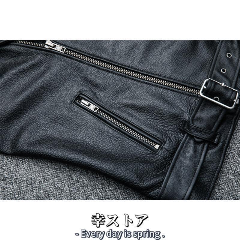 ライダースジャケット 本革 メンズ 牛革 レザージャケット 革ジャケット 革ジャン ジャケット ミリタリー アウター 防寒 防風 秋冬 トップス | ブランド登録なし | 13