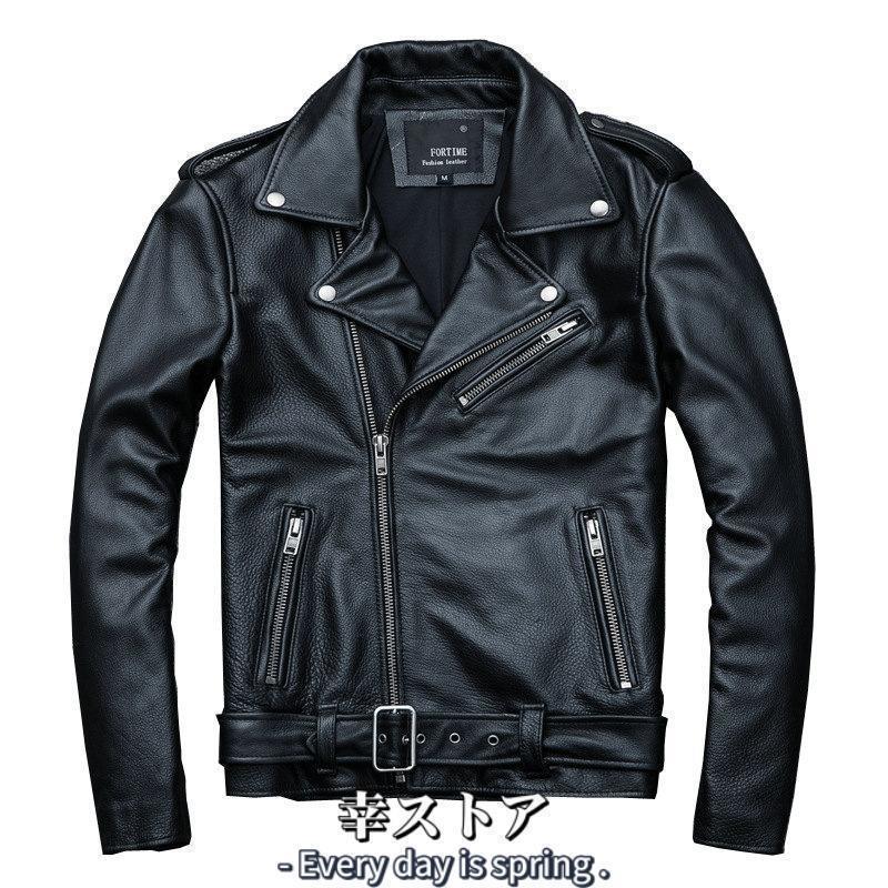 ライダースジャケット 本革 メンズ 牛革 レザージャケット 革ジャケット 革ジャン ジャケット ミリタリー アウター 防寒 防風 秋冬 トップス | ブランド登録なし | 02