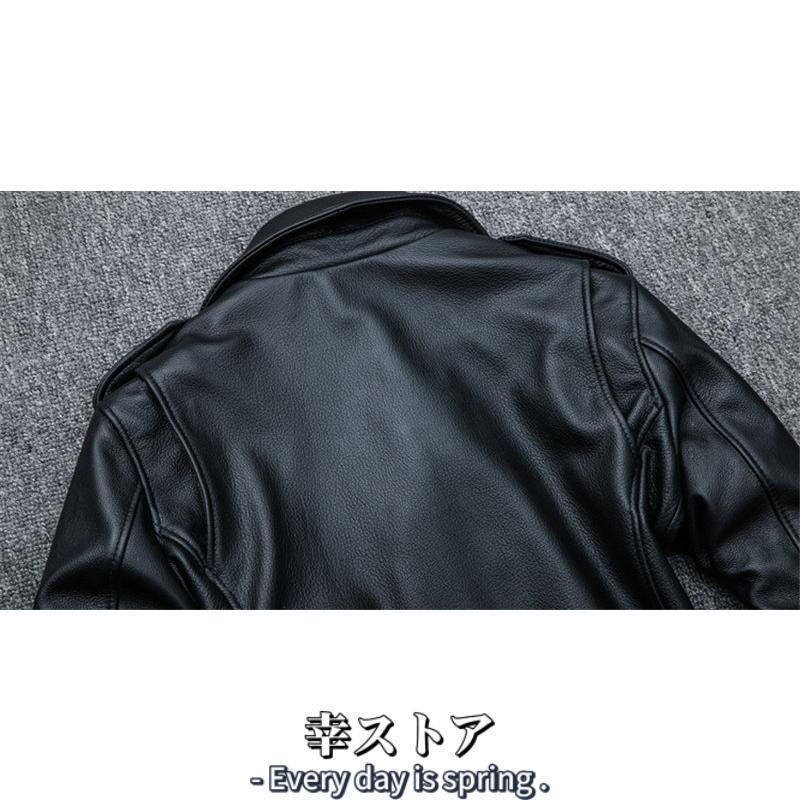 ライダースジャケット 本革 メンズ 牛革 レザージャケット 革ジャケット 革ジャン ジャケット ミリタリー アウター 防寒 防風 秋冬 トップス | ブランド登録なし | 08