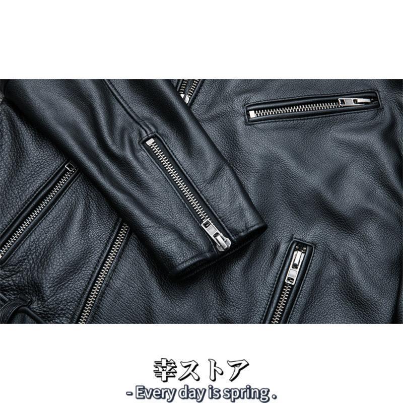 ライダースジャケット 本革 メンズ 牛革 レザージャケット 革ジャケット 革ジャン ジャケット ミリタリー アウター 防寒 防風 秋冬 トップス | ブランド登録なし | 09