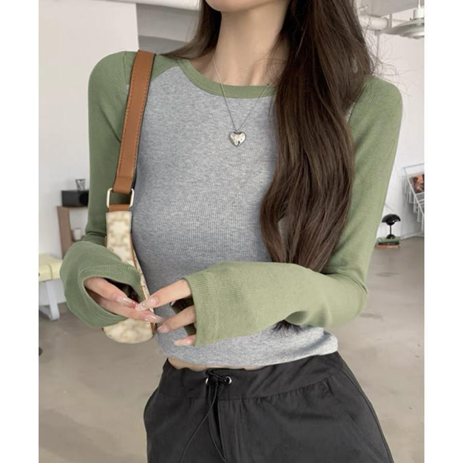 バイカラー Tシャツ 長袖 カットソー : 暮らしの生活館 - 通販