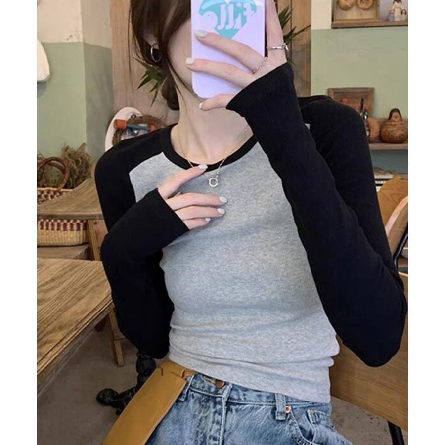 バイカラー Tシャツ 長袖 カットソー : 暮らしの生活館 - 通販