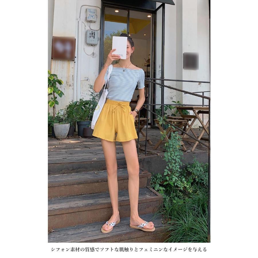 ショートパンツ レディース キュロットスカート シフォンパンツ 短パン ゆったり ショーパン ウエストゴム キュロット 夏 ワイドパンツ｜towajp｜04