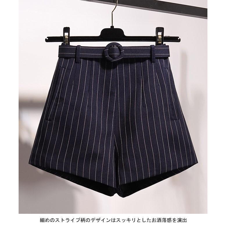 ショートパンツ レディース ハーフパンツ ストライプ柄 ショー