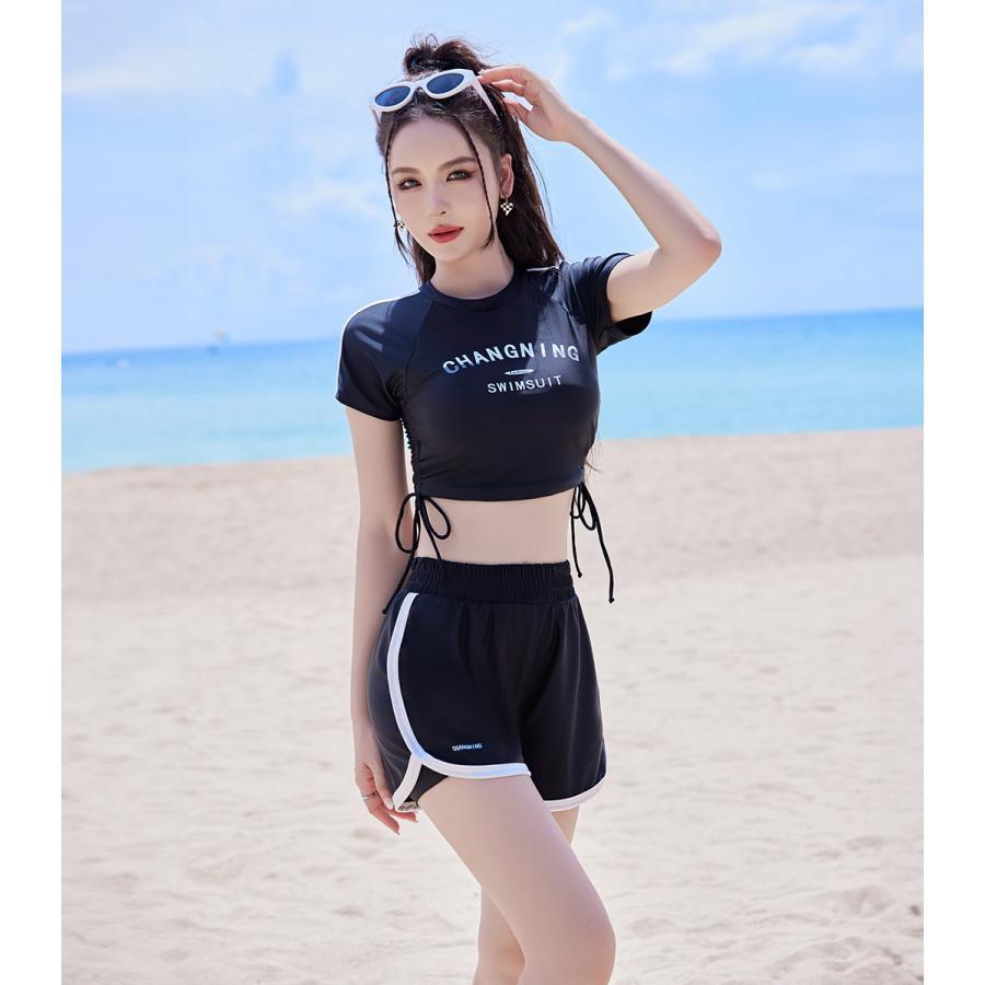 DARE SPORT 水着 サイズ30 バイカラー 水着 タンキニ水着 レディース 上下 ボーダーTシャツ 4点セット