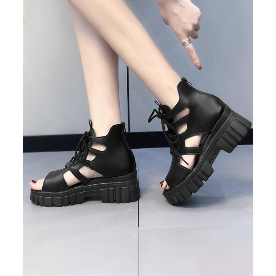 春 夏 秋 厚底グラディエーターサンダル レディース : 暮らしの