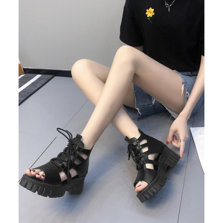 春 夏 秋 厚底グラディエーターサンダル レディース : 暮らしの