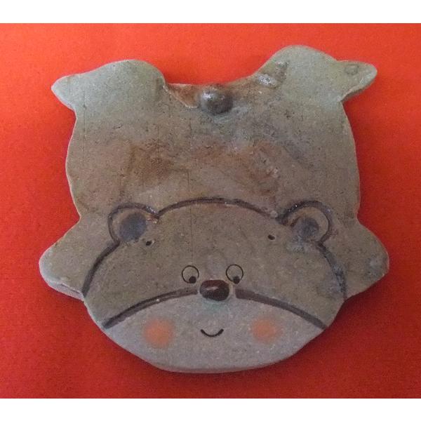 手作りの陶人形 金太郎 熊に乗る 縁起 癒し瀬戸焼人形 : 日本ものこと