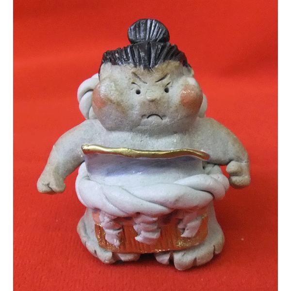 手作りの陶人形 力士 おすもうさん 横綱 縁起 癒し瀬戸焼人形 : 日本