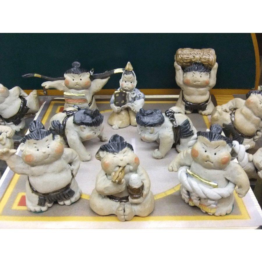 手作りの陶人形 すもう 力士 おすもうさん つっぱり 縁起 癒し置物