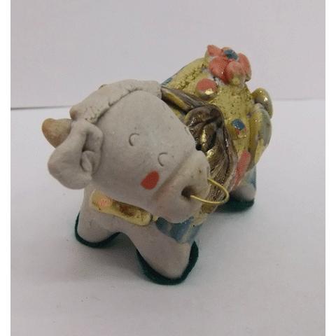 2021干支置物 招福丑 松竹梅 富士山 細川智晴作 手作りの陶人形 縁起