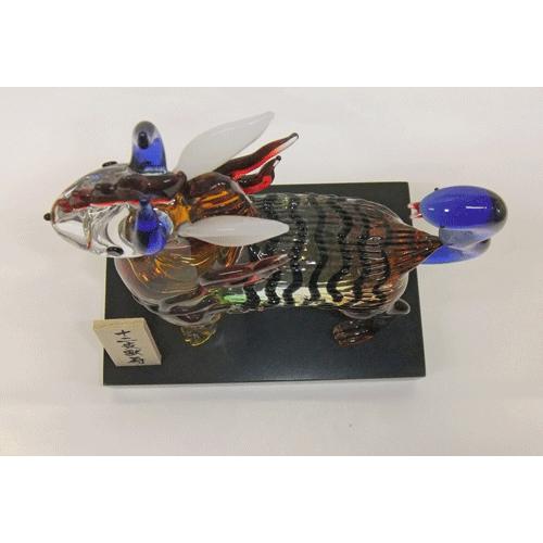 干支置物 十二支獣 寿 歌川芳虎作 ガラス製 縁起 家内安全 除災