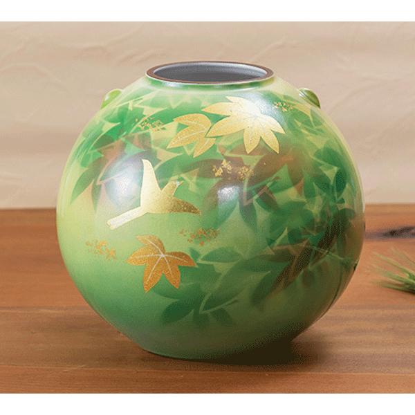 九谷焼　花瓶　7号花瓶・金箔楓花鳥