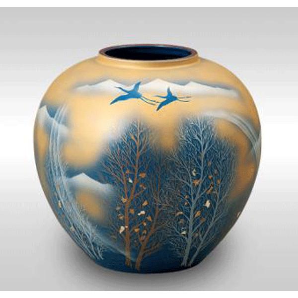 九谷焼　花瓶　8号花瓶・金雲木立