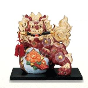 九谷焼　縁起物　8号剣獅子・盛　魔除け　退魔　お守り　招福　金運　幸運　吉祥