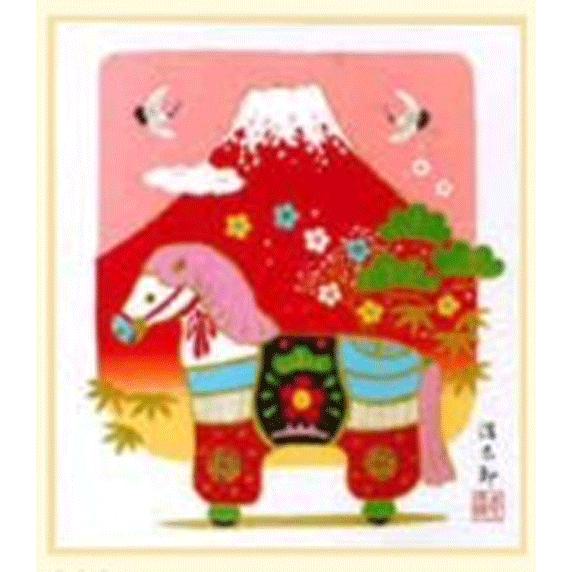 寸松庵工芸色紙 干支 赤富士（午）吉岡 浩太郎作画 午年寸松庵色紙