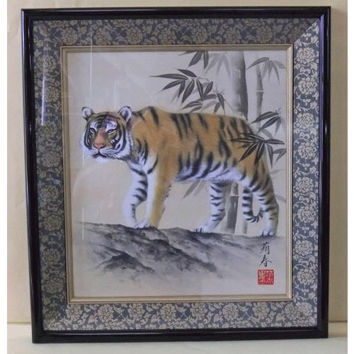 寅年 色紙 干支 岩上猛虎之図 奥田萌春作画 開運 幸運 正月飾り : 日本