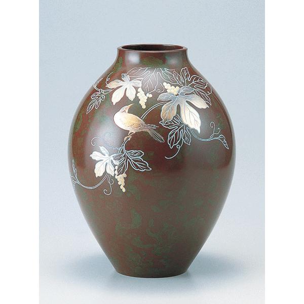 高岡銅器 銅製花瓶 新坪形 花鳥 10号 美術工芸品 記念品 花活 高岡銅器 銅製花瓶 新坪形 花鳥 10号 美術工芸品 記念品 花活