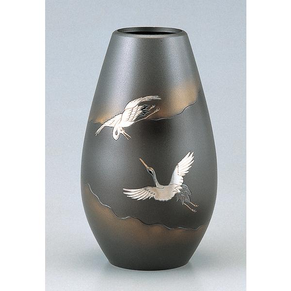 高岡銅器 銅製花瓶 鶴紋 工芸品 高岡銅器 銅製花瓶 鶴紋 V86413189