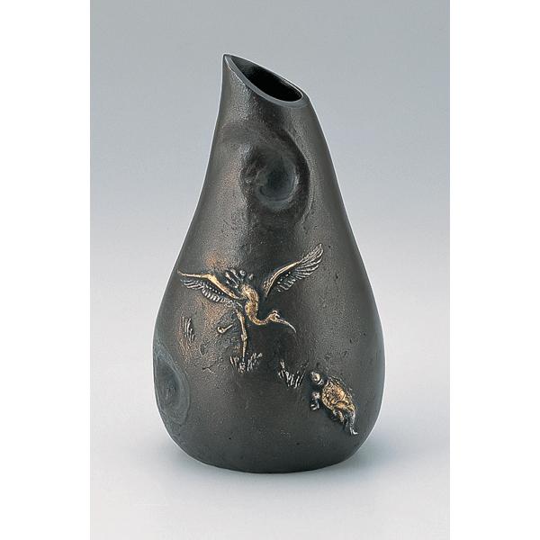高岡銅器 銅製花瓶 花器 鶴亀 美術工芸品 記念品 花活 : 日本ものこと