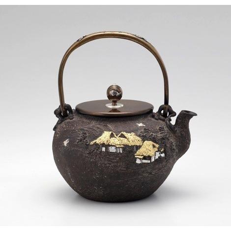 陵丘銅器  鉄瓶 亀文堂写鉄瓶 ルーラル地域景色 鉄製 芸術作物品 祝する品 茶道具