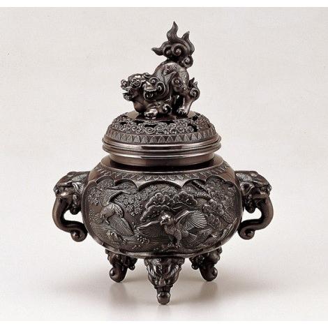 高岡銅器 香炉 新特大花鳥香炉 銅製 美術工芸品 記念品 置物 : 日本 