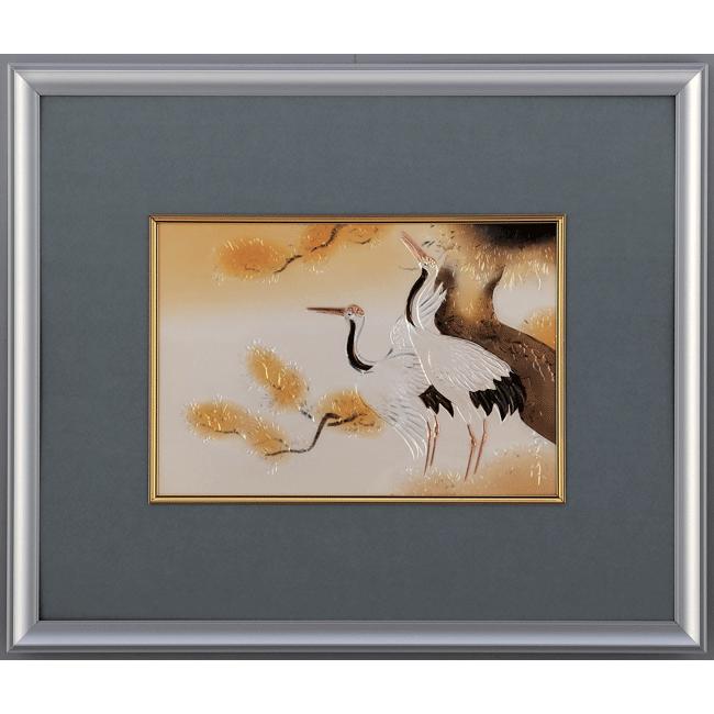 風水絵画 彫金パネル 「夫婦鶴」 彫金作 北 秀玉(きたしゅう 風水絵画 彫金パネル 「夫婦鶴」 彫金作 北 秀玉(きたしゅう