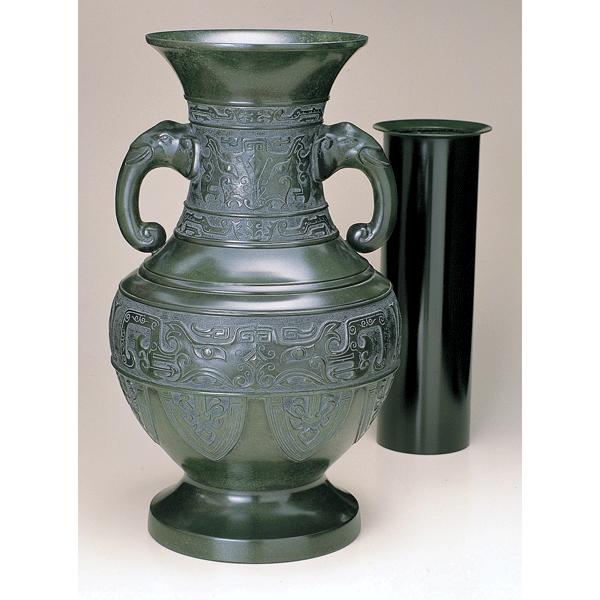 高岡銅器 銅製花瓶 達磨型 菖蒲地紋 20号 美術工芸品 記念品 花活