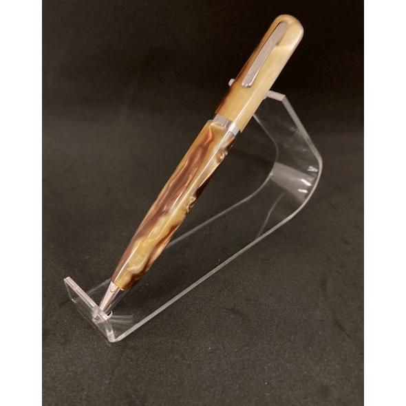 限定品 セルロイド調マーブル模様ボールペン（ブラウンキャメル