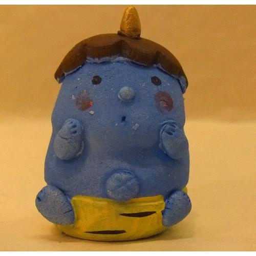 節分 青鬼 手作りの陶人形 わらべおに 青 縁起 魔除け 瀬戸焼人形 豆