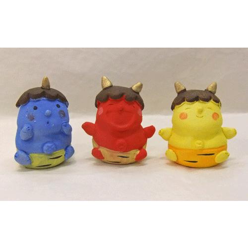 節分 青鬼 手作りの陶人形 わらべおに 青 縁起 魔除け 瀬戸焼