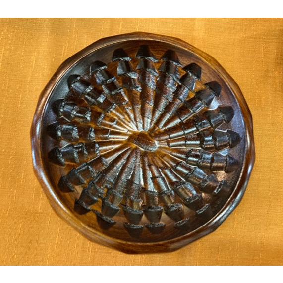 新品　未使用品　日本の漆器　　栃材くり抜き　四国彫りおひつ 讃岐漆器 栃くりぬき漆塗り （多用茶托 13.5cm）5枚セット ハツリノミ