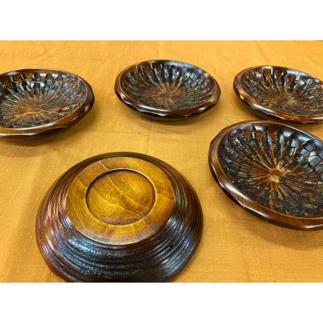 讃岐漆器 栃くりぬき漆塗り （多用茶托 13.5cm）5枚セット ハツリノミ