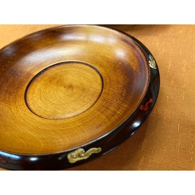 讃岐漆器 栃くりぬき漆塗り （茶托 雲 13.5cm）5枚セット 天然木 伝統