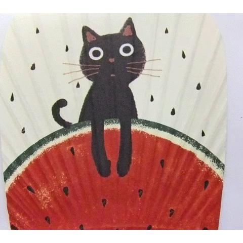 竹うちわ ウチわ猫（スイカとたま）丸亀竹うちわ 飛沫防止 プチギフト