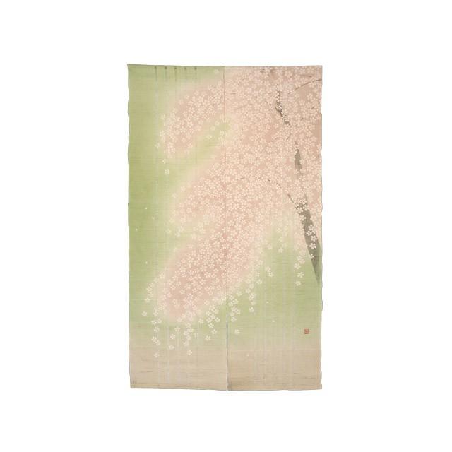 手染め　麻のれん　のれん（咲桜） \u003c春柄\u003e　自然の癒し 安らぎ  贈り物 ギフト 内祝 新築祝 開店祝