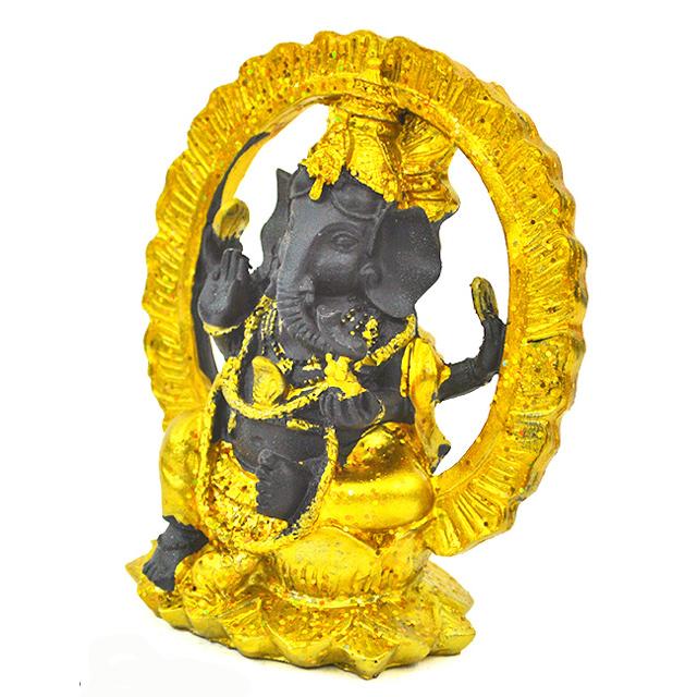 ガネーシャ ゴールドブブラック小 インドの神様 夢をかなえる