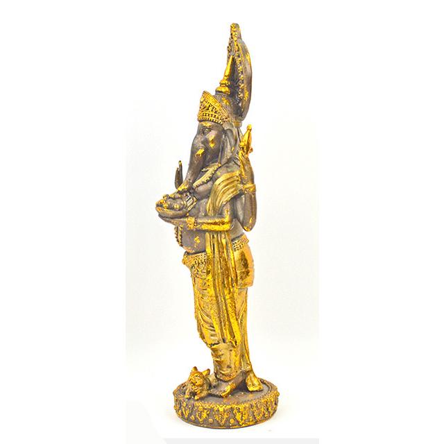 ガネーシャ ゴールドブロンズ立像 インドの神様 夢をかなえる