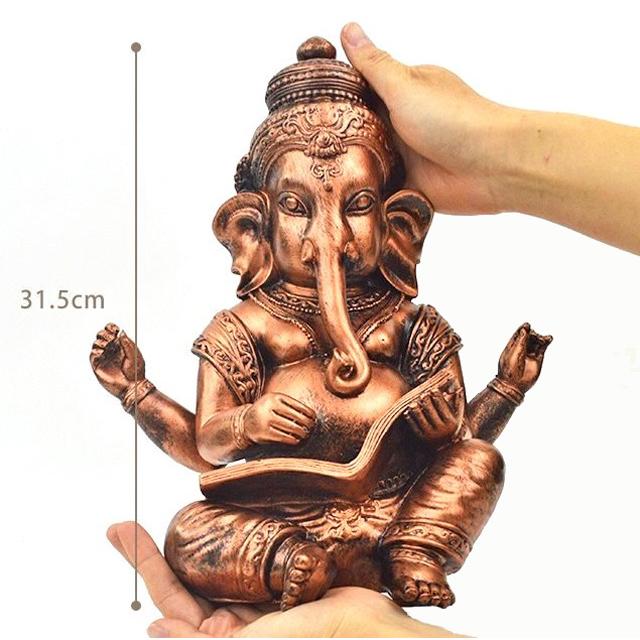 ガネーシャ ブロンズ風 本 特大 インドの神様 夢をかなえるゾウ 開運