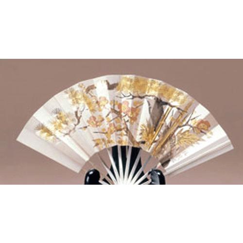 銀製置物 伝統工芸 純銀置物 扇5.5号 松竹梅 商売繁盛 縁起物 武比古作