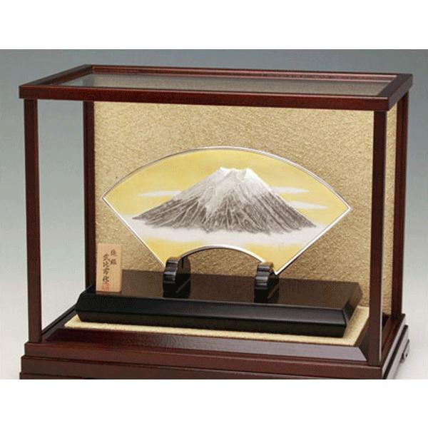 伝統工芸　純銀置物　扇面富士4号　吉祥　目標達成　商売繁盛　縁起物　武比古作