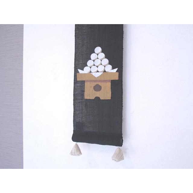 麻織布手染めタペストリー 麻豆タペストリー（お月見だんご） 秋柄