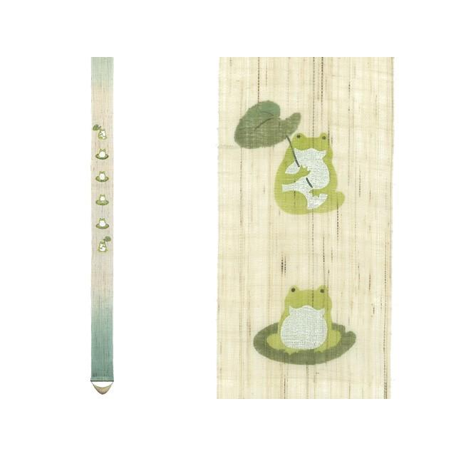 麻織布手染めタペストリー 麻細タペストリー（福を六かえる）初夏柄