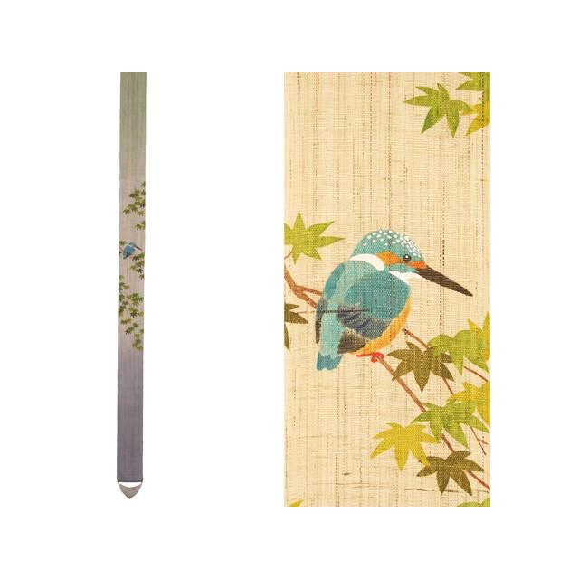 麻織布手染めタペストリー 麻細タペストリー（川蝉）初夏柄 天然素材