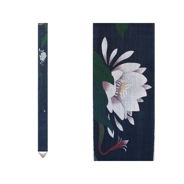 麻織布手染めタペストリー 麻細タペストリー（月下美人）夏柄 天然素材