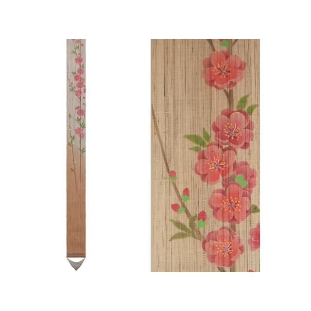 麻織布手染めタペストリー 麻細タペストリー（桃の花）春柄 天然素材