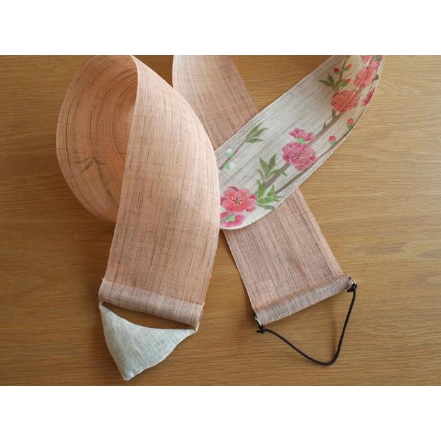 麻織布手染めタペストリー 麻細タペストリー（桃の花）春柄 天然素材