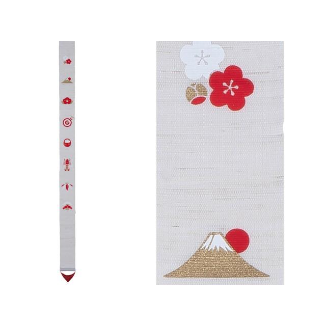 麻織布手染めタペストリー 麻細タペストリー（紅白縁起）冬柄 天然素材