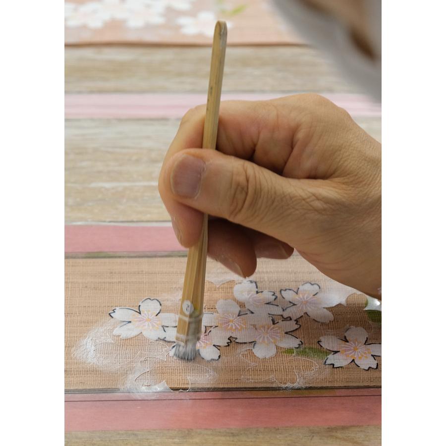 麻織布手染めタペストリー 細タペストリー（桜しだれ）春柄 天然素材
