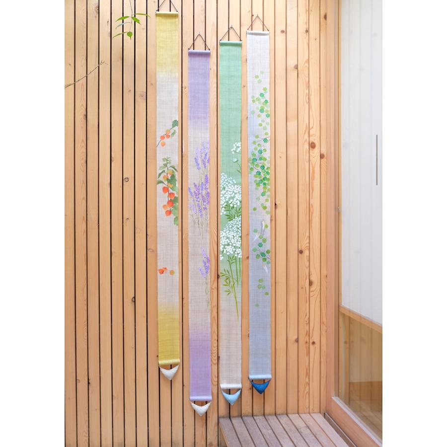 麻細タペストリー ラベンダー 夏柄 京都洛柿庵（らくしあん）麻100